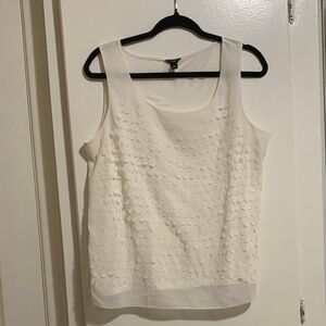 Ann Taylor White Textured Tank Top